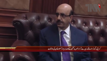 Karachi- Governor Sindh Muhammad Zubair meets President AJK Sardar Masood Khan

