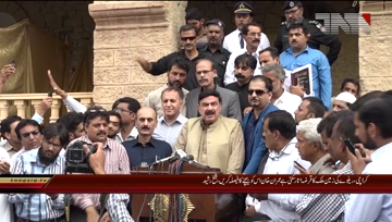 Karachi- Railway Minister Sheikh Rasheed Ahmed Media Talk

