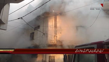 KARACHI: Two people were injured in a towel factory fire