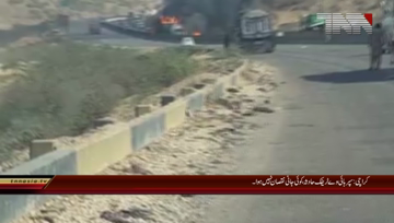 Karachi- Super highway traffic accident no casualties occurred