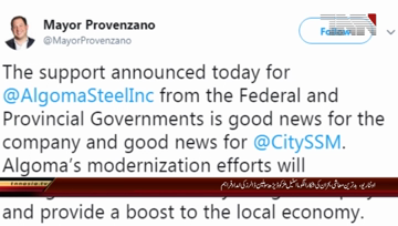 Ontario- Ontario governments are putting $150 million into Algoma Steel