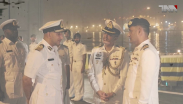 Karachi, Pak Navy ship PNS Alamgeer visits Oman's port Salalah