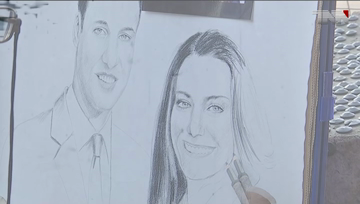 Karachi- street artist draws sketch of Britain’s royal couple ahead of visit.
