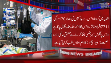 Beijing-Death toll from the Corona virus has risen to 170 in china,7 thousand 711 people have been affected,virus has spread to 16 countries