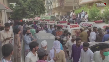 Karachi- PIA investigation team collects evidence from site of plane crash