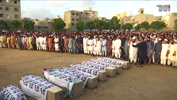 Karachi- Mass funeral held for boat capsize victims in Karachi