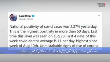 Islamabad- Time to take coronavirus SOPs seriously as cases are rising, Asad Umar 