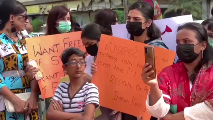 Karachi- Civil society protests over PM's statement on women