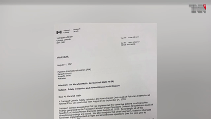 Karachi- PIA's Operational Services Succeeds at International Standards, Canadian Transport Authority Releases Report on PIA's Safety Audit