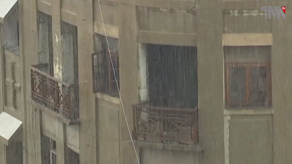 Heavy rains in different parts of Karachi made the weather pleasant