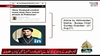 Islamabad- Govt provides proof of Indian involvement in New Zealand tour cancelation