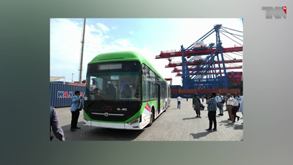 Karachi- Cargo ship carrying 40 buses for Karachi BRT project arrive in Pakistan