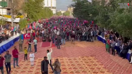 Karachi - The sit-in of Pak-Sar-Zamin Party (PSP) near Fawara Chowk in Karachi continues for the second day