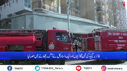 Karachi- Fire broke out in a building near Teen Talwar