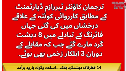 14 Terrorists Killed, Weapons Seized